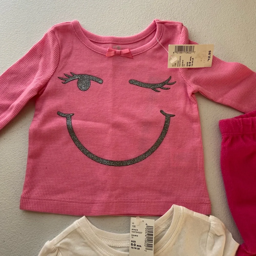 NEW BUNDLE Children’s Place Carter’s baby girl’s pink fall winter tops pants 6-9